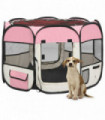 vidaXL Foldable Dog Playpen with Carrying Bag Pink 90x90x58 cm