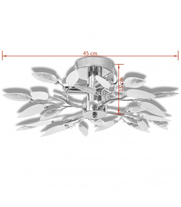 Ceiling Lamp White & Transparent Acrylic Crystal Leaf Arms 3 E14 Bulbs