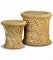 Stools 2 pcs Bamboo and Jute