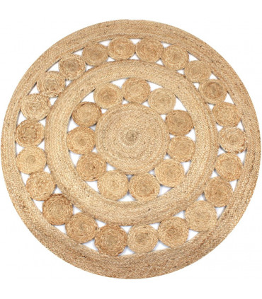 Area Rug Braided Design Jute 150 cm Round