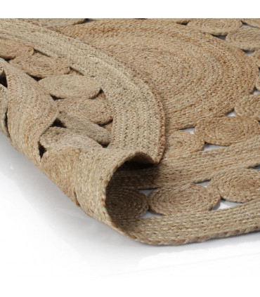 Area Rug Braided Design Jute 150 cm Round