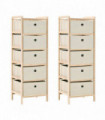 Storage Racks with 5 Fabric Baskets 2 pcs Beige Cedar Wood