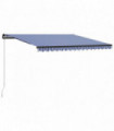 vidaXL Manual Retractable Awning 400x300 cm Blue and White