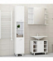 3 Piece Bathroom Furniture Set High Gloss White Engineered Wood