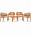 5 Piece Banana Garden Lounge Set Solid Teak Wood