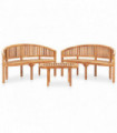 3 Piece Banana Garden Lounge Set Solid Teak Wood