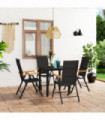 5 Piece Garden Dining Set Black and Brown