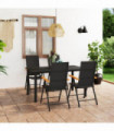 5 Piece Garden Dining Set Black and Brown