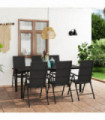 7 Piece Garden Dining Set Black