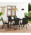 7 Piece Garden Dining Set Black and Brown