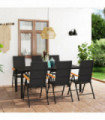 7 Piece Garden Dining Set Black and Brown