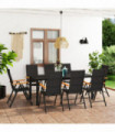 9 Piece Garden Dining Set Black and Brown