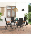 5 Piece Garden Dining Set Black and Brown