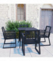 5 Piece Outdoor Dining Set PVC Rattan Black