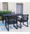 5 Piece Outdoor Dining Set PVC Rattan Black