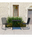 3 Piece Outdoor Dining Set Poly Rattan and Glass