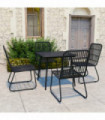 5 Piece Outdoor Dining Set Poly Rattan and Glass