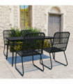 5 Piece Outdoor Dining Set Poly Rattan and Glass