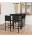 5 Piece Outdoor Bar Set with Armrest Poly Rattan Black