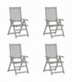 Garden Reclining Chairs 4 pcs Grey Solid Acacia Wood