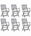 Folding Outdoor Chairs 6 pcs Solid Acacia Wood