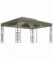 Gazebo with Double Roof&LED String Lights 3x4 m Taupe