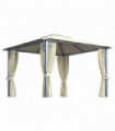 Gazebo with Curtain&LED String Lights 3x3 m Cream Aluminium