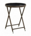 Tea Table Brown 60 cm Poly Rattan and Tempered Glass