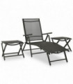 3 Piece Garden Lounge Set Textilene and Aluminium Black
