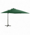 Cantilever Umbrella with Pole and LED Lights Green 250 cm
