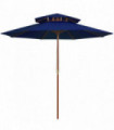 Double Decker Parasol with Wooden Pole Blue 270 cm