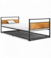 Pull-out Bed Frame Black Metal 90x200 cm