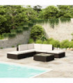 6 Piece Garden Lounge Set with Cushions Poly Rattan Black