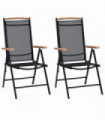 Folding Garden Chairs 2 pcs Aluminium and Textilene Black