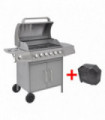 Gas Barbecue Grill 6+1 Cooking Zone Silver