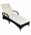 Sun Lounger with Wheels Poly Rattan Black