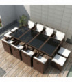 13 Piece Outdoor Dining Set with Cushions Poly Rattan Brown