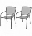 Stackable Garden Chairs 2 pcs Steel Grey