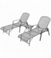 Sun Loungers 2 pcs with Table Steel Anthracite