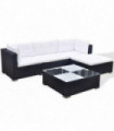 5 Piece Garden Lounge Set with Cushions Poly Rattan Black