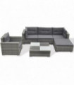 6 Piece Garden Lounge Set with Cushions Poly Rattan Grey