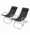 Reclining Deck Chairs 2 pcs Steel Black