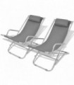 Reclining Deck Chairs 2 pcs Steel Grey