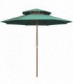 Double Decker Parasol 270x270 cm Wooden Pole Green