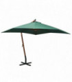 Hanging Parasol 300x300 cm Wooden Pole Green