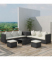 8 Piece Garden Lounge Set with Cushions Poly Rattan Black