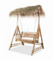 vidaXL 2-Seater Swing Bench with Palm Leaves Bamboo 202 cm