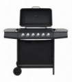 Gas BBQ Grill with 6 Cooking Zones Steel Black