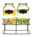 Beverage Dispensers 2 pcs with Stand 2 x 4  L Glass