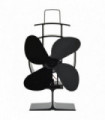 Heat Powered Stove Fan 4 Blades Black